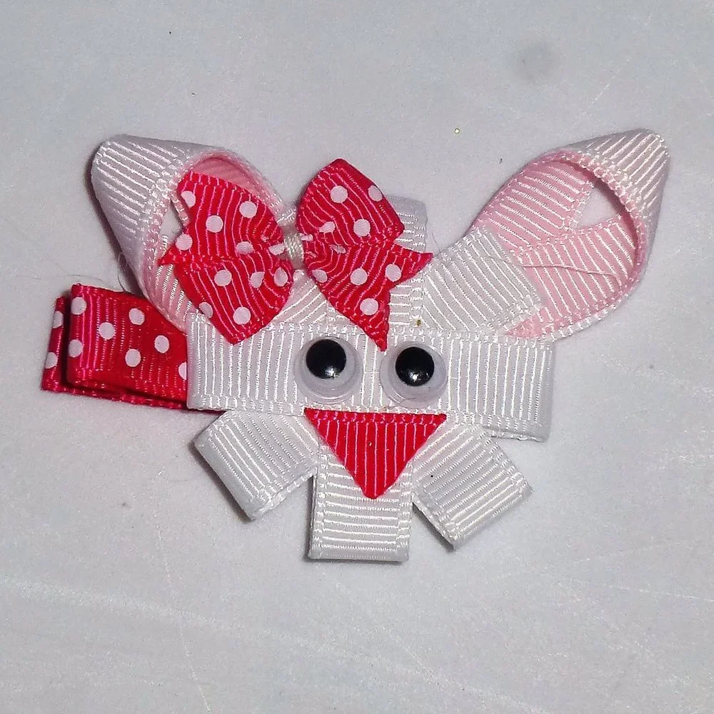 Easter Bunny Rabbit Girls 2.5-Inch Hair Bow Clip